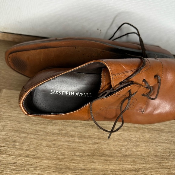 Men’s Saks Fifth Avenue Jackman Brown Genuine Leather Dress Shoes Wedding 12M